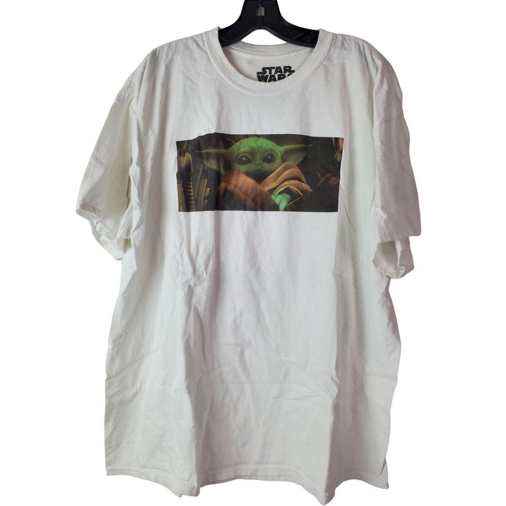 Star Wars Baby Yoda Grogu Mandalorian White Shirt‎ T-Shirt Adult Unisex XL